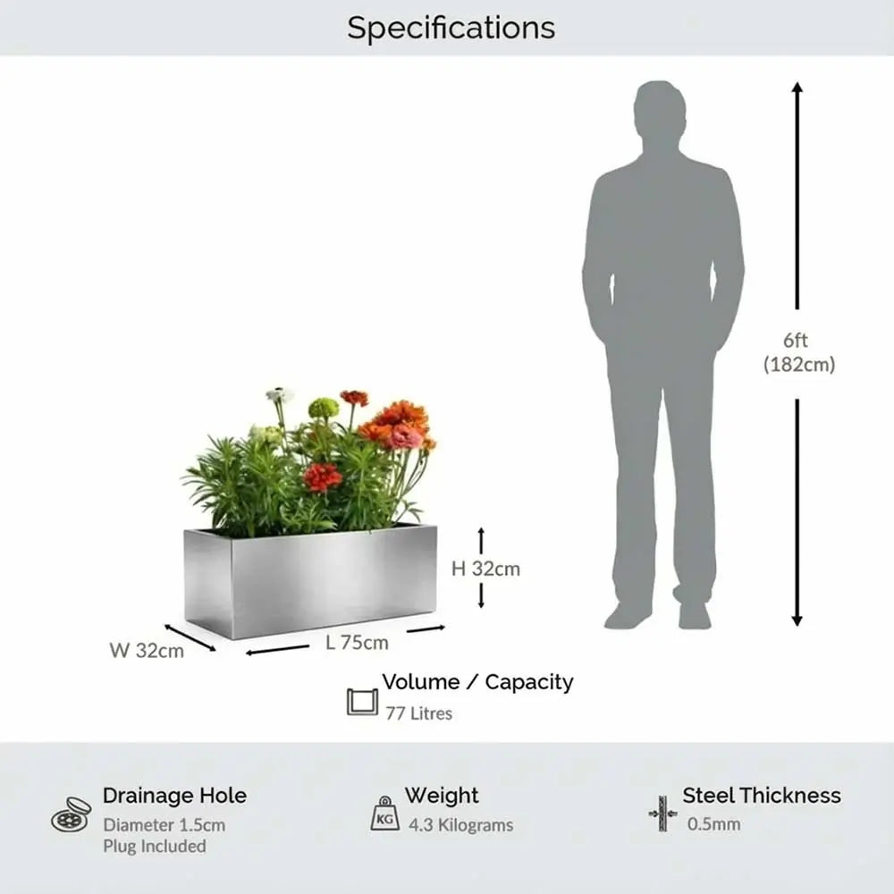 #Silver
#75cm(L) x 32cm(W) x 32cm(H)
#With Liner
#No Liner