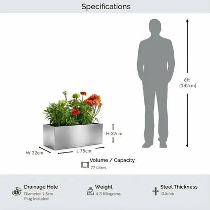 #Silver
#75cm(L) x 32cm(W) x 32cm(H)
#With Liner
#No Liner