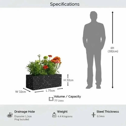 #Black Stone
#75cm(L) x 32cm(W) x 32cm(H)
#With Liner
#No Liner