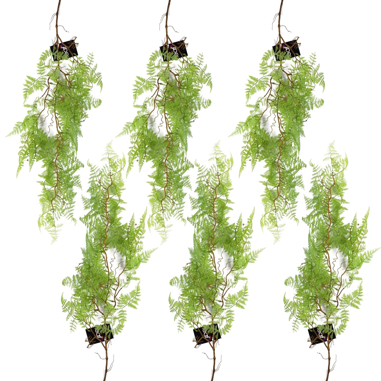 6 x 100cm Artificial Hanging Maidenhair Fern Plant Light Green