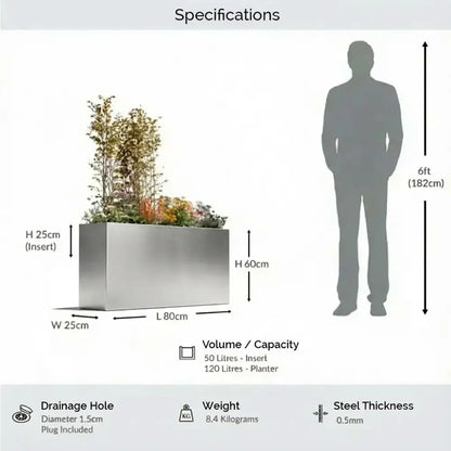 #80cm(L) x 25cm(W) x 60cm(H)
#silver