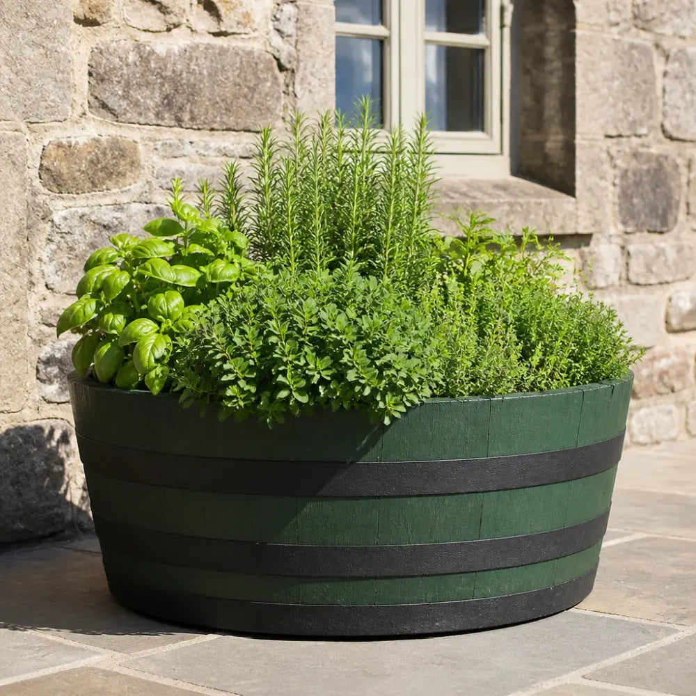#80-85cm(D) x 33cm(H) 1/4 Barrel
#Green/Black Band
#with Liner
#without Liner
