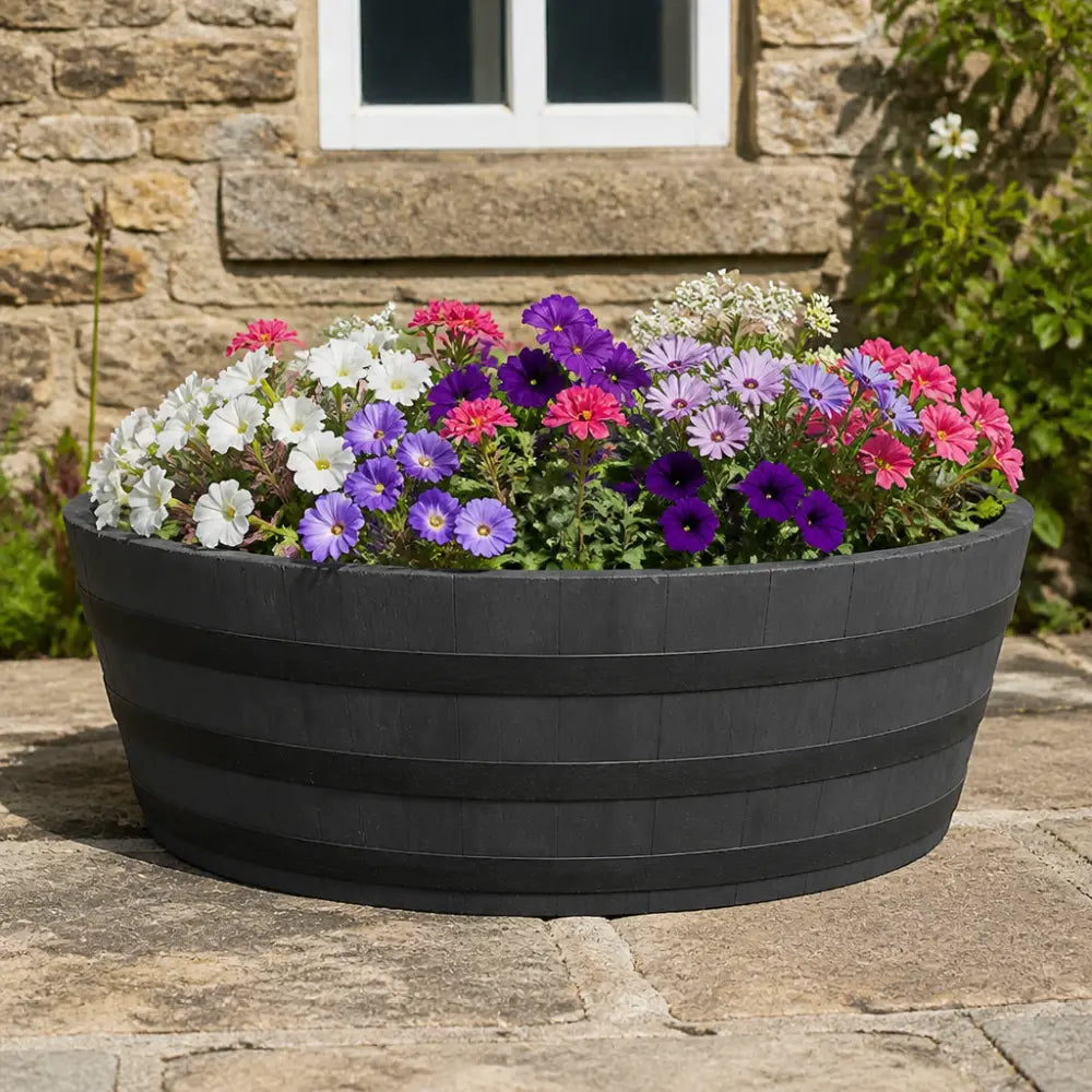 #80-85cm(D) x 33cm(H) 1/4 Barrel #Grey/Black Band #with Liner #without Liner