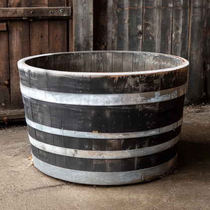#90cm(D) x 65-66cm(H) Half Barrel
#Natural Timber/Rustic Silver Band
#with Liner
#without Liner