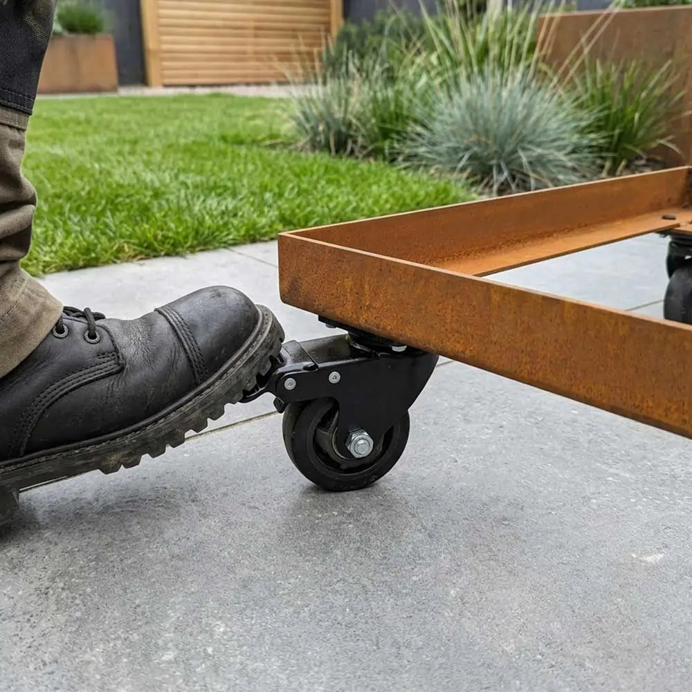 Corten Steel Wheel base for 2m Trough Planter 200cm(L) x 50cm(H) x 50cm(W)