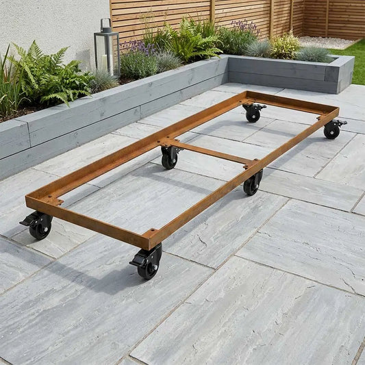 Corten Steel Wheel base for 2m Trough Planter 200cm(L) x 50cm(H) x 50cm(W)