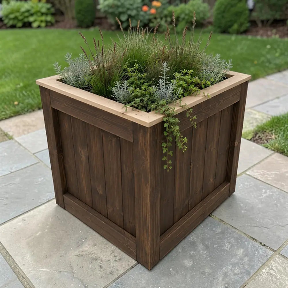 Customisable Wooden Cube Planter