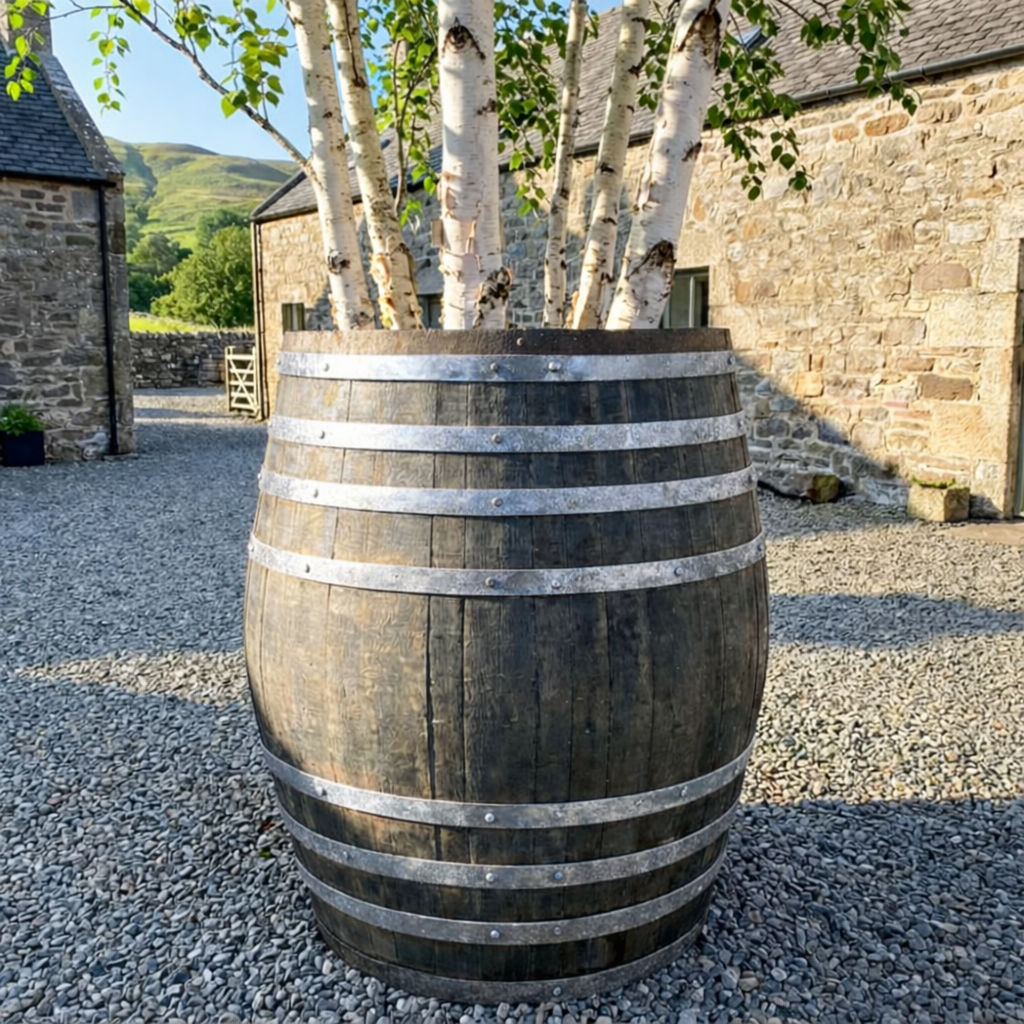 #90cm(D) x 130cm(H) Full Barrel
#Natural Timber/Rustic Silver Band
#with Liner
#without Liner