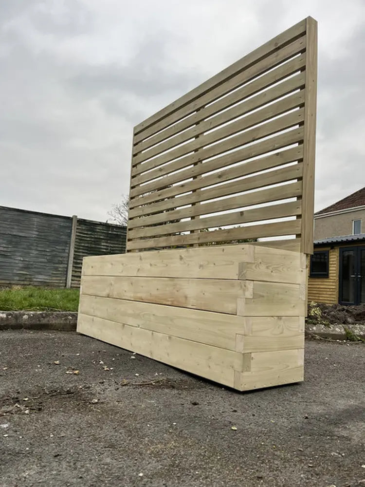 120cm Customisable Wood Trough Trellis Planter
