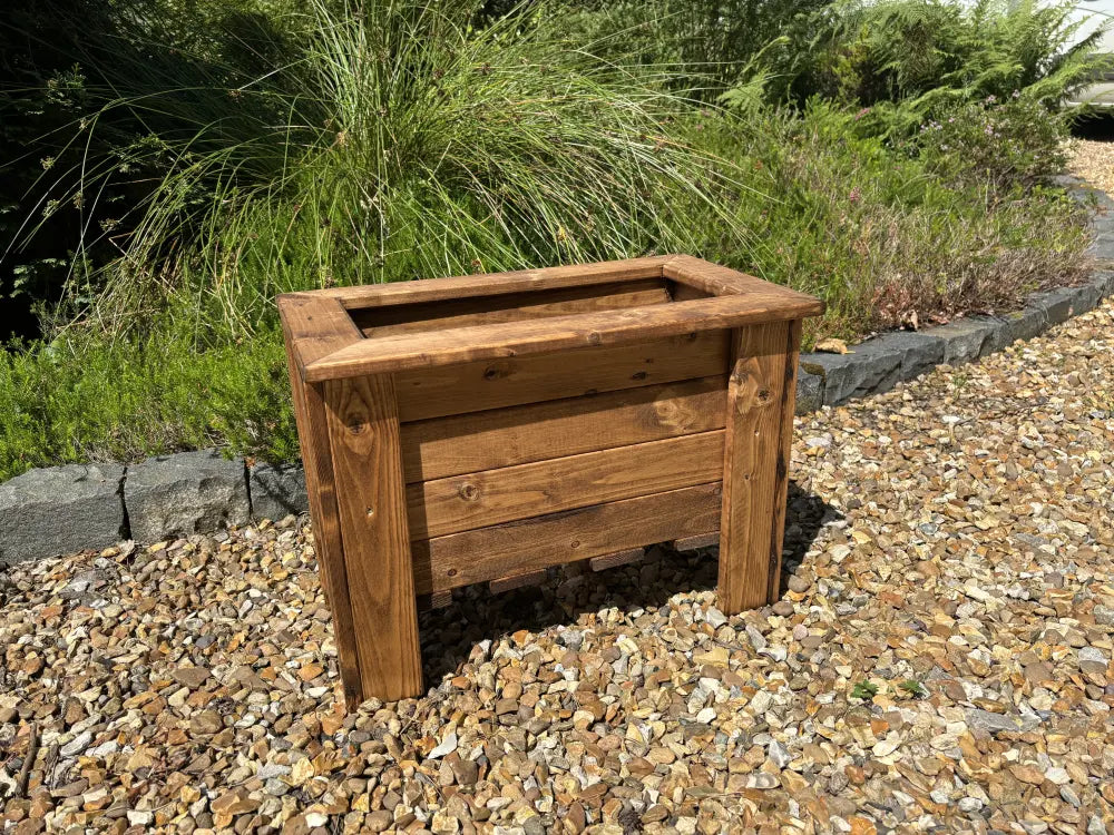 Raised Redwood Wooden Trough Planter