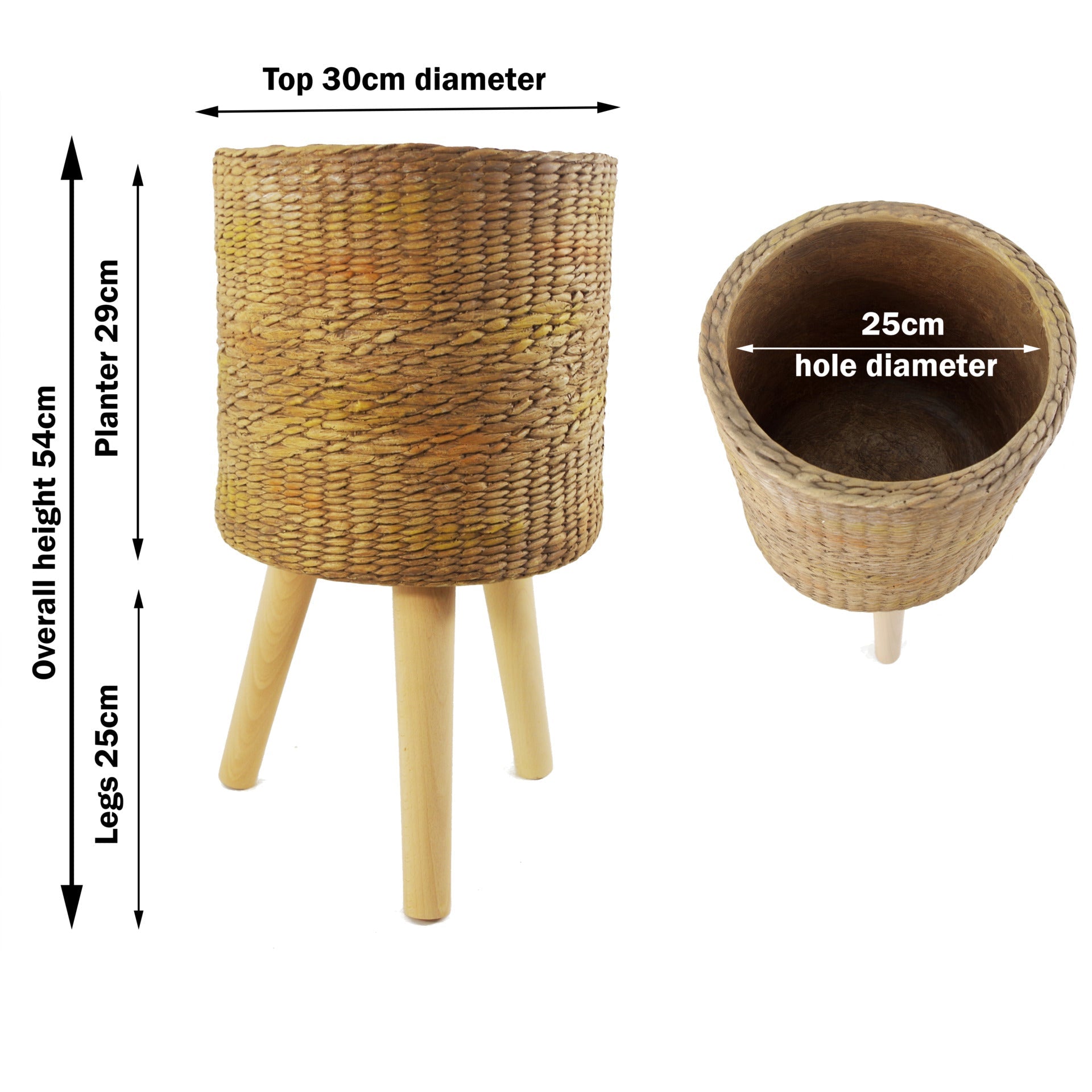 54cm x 30cm Rattan Effect Composite Large Planter