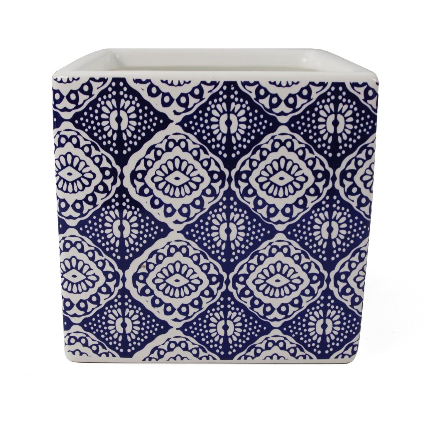 12cm Ceramic Cube Planter with Decorative Print Blue Eye
