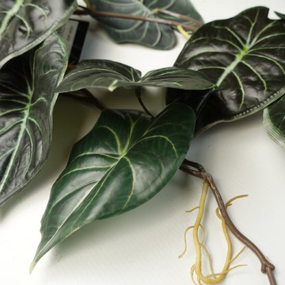 6 x 120cm Artificial Hanging Trailing Plant Alocasia Dragon Scale Dark