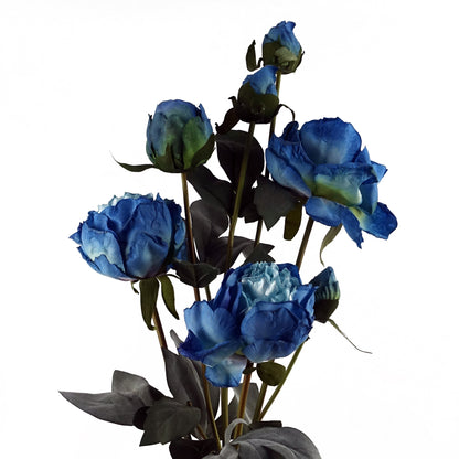6 x 55cm Blue Peony Artificial Flower Stems