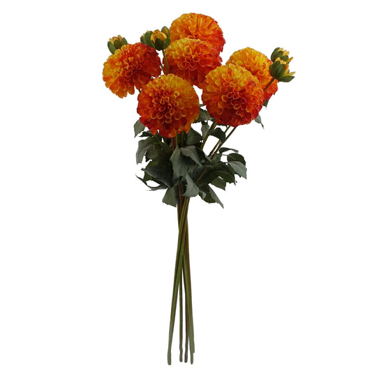 6 x 75cm Dhalia PomPom Artificial Flowers Orange