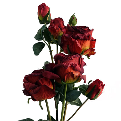 6 x 60cm Red Rose Artificial Flower Sprays - 24 Flowers 18 Buds