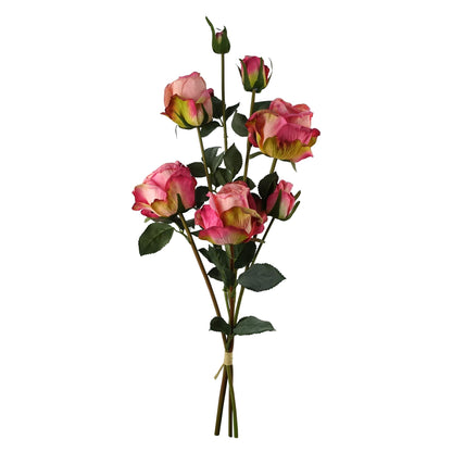6 x 60cm Pink Rose Artificial Flower Sprays - 24 Flowers 18 Buds