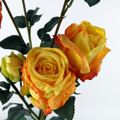 6 x 60cm Yellow Rose Artificial Flower Sprays - 24 Flowers 18 Buds