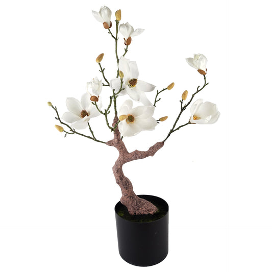 80cm Magnolia Artificial Tree White Potted