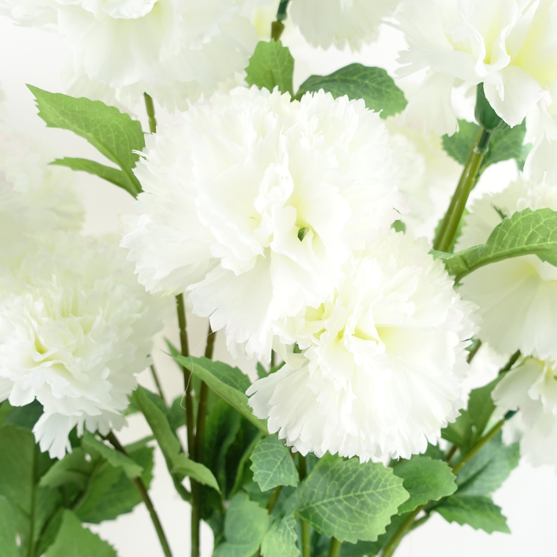 Pack of 6 x 70cm White Artificial Carnation Stem - 24 Flowers