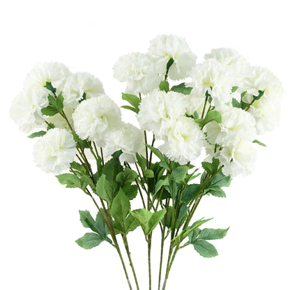 Pack of 6 x 70cm White Artificial Carnation Stem - 24 Flowers