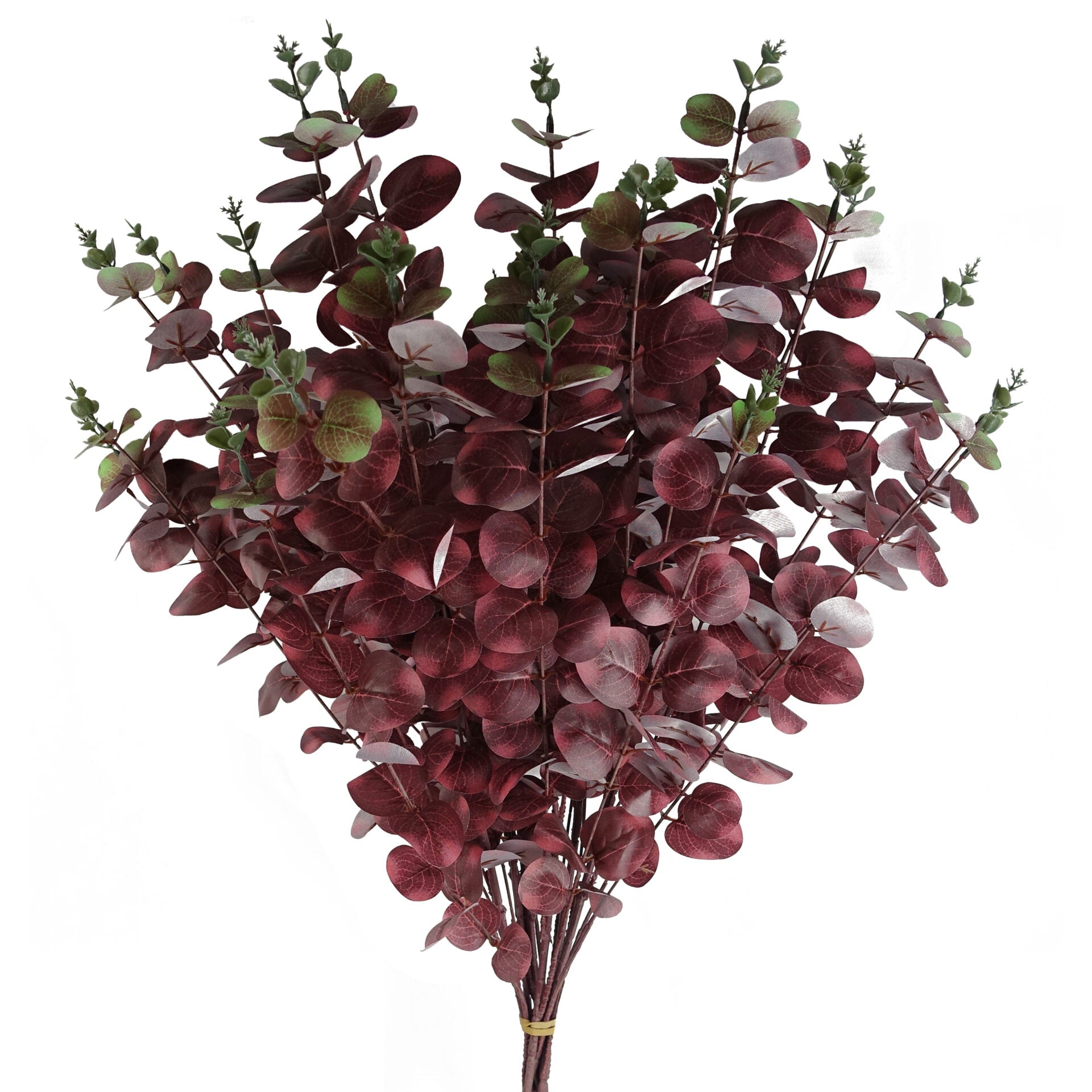 Pack of 6 x 100cm Artificial Eucalyptus Foliage Burgundy