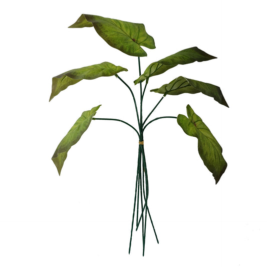 Pack of 6 x 50cm Artificial Green Plastic Leaf Stem
