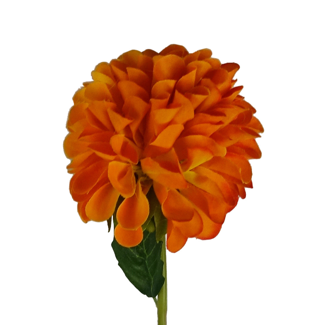 75cm Artificial Dahlia PomPom Flower Stem Orange
