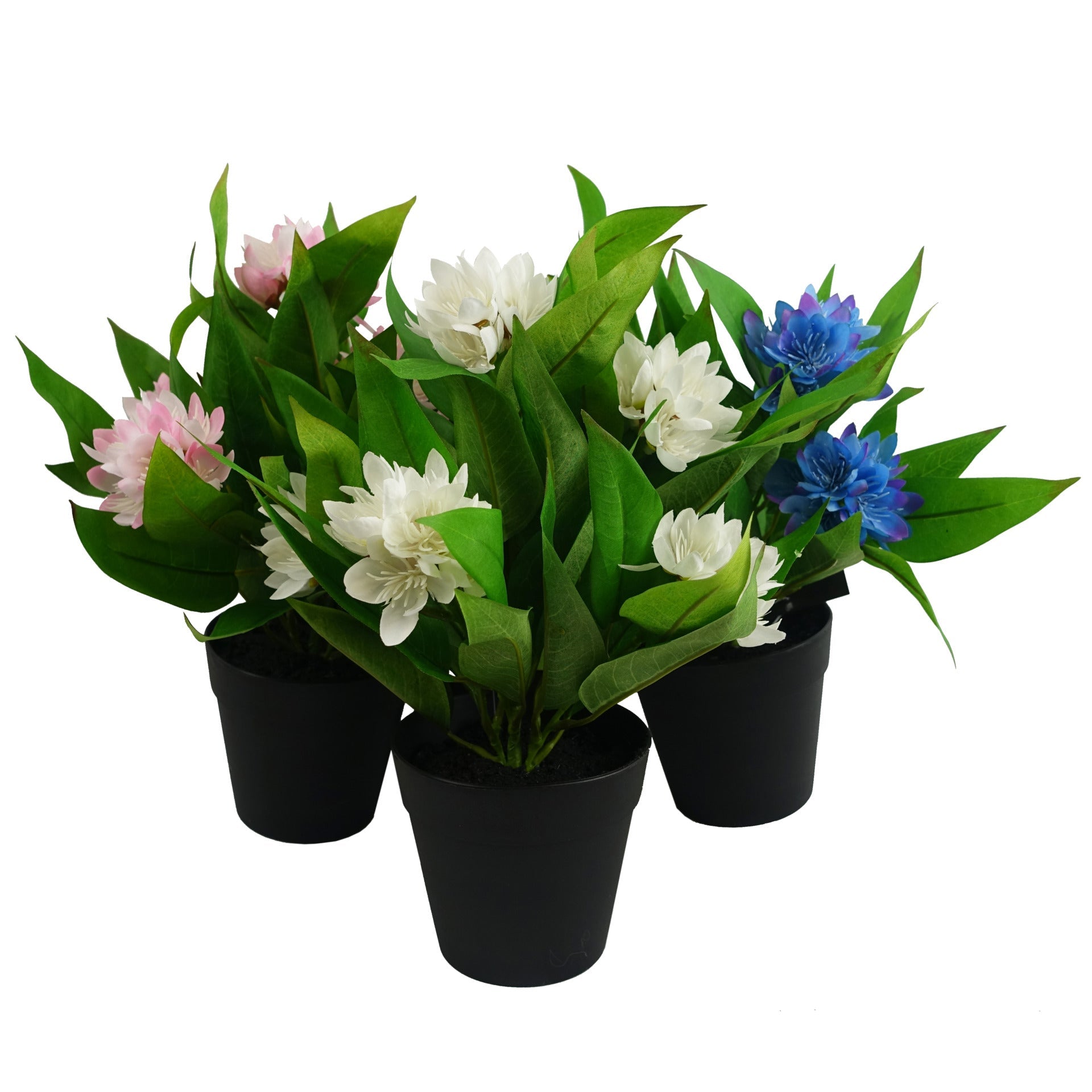 3x 18cm Artificial Freesia Plants Pink, White, Blue Flowering