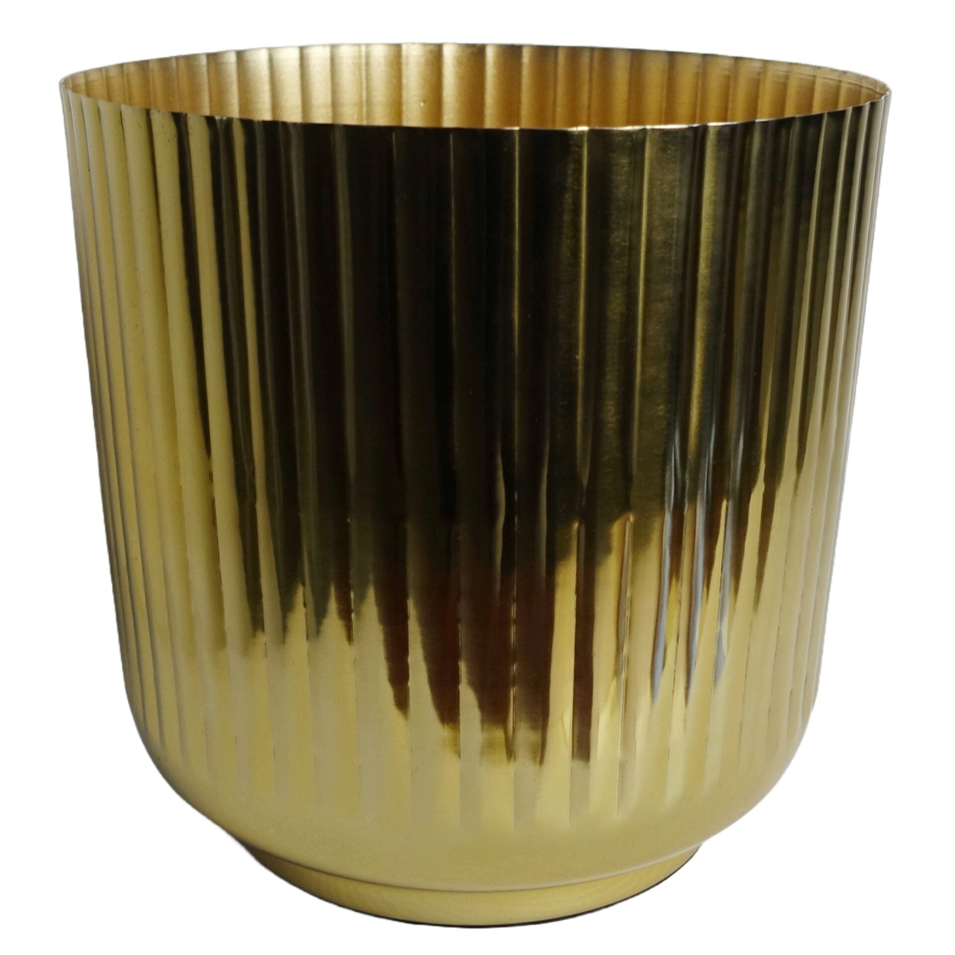 20cm Gold Fluted Metal Planter