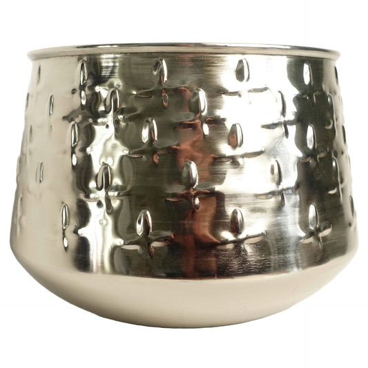 18cm Silver Cross Metal Planter