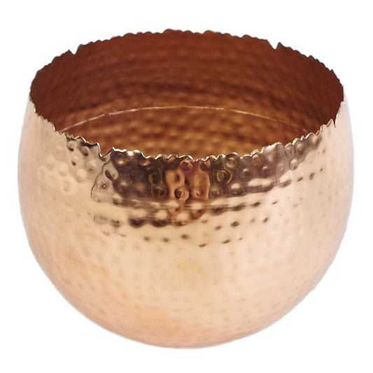 Large Metal bowl 22 x 17cm Hammered Copper Plated - Curvy Edge