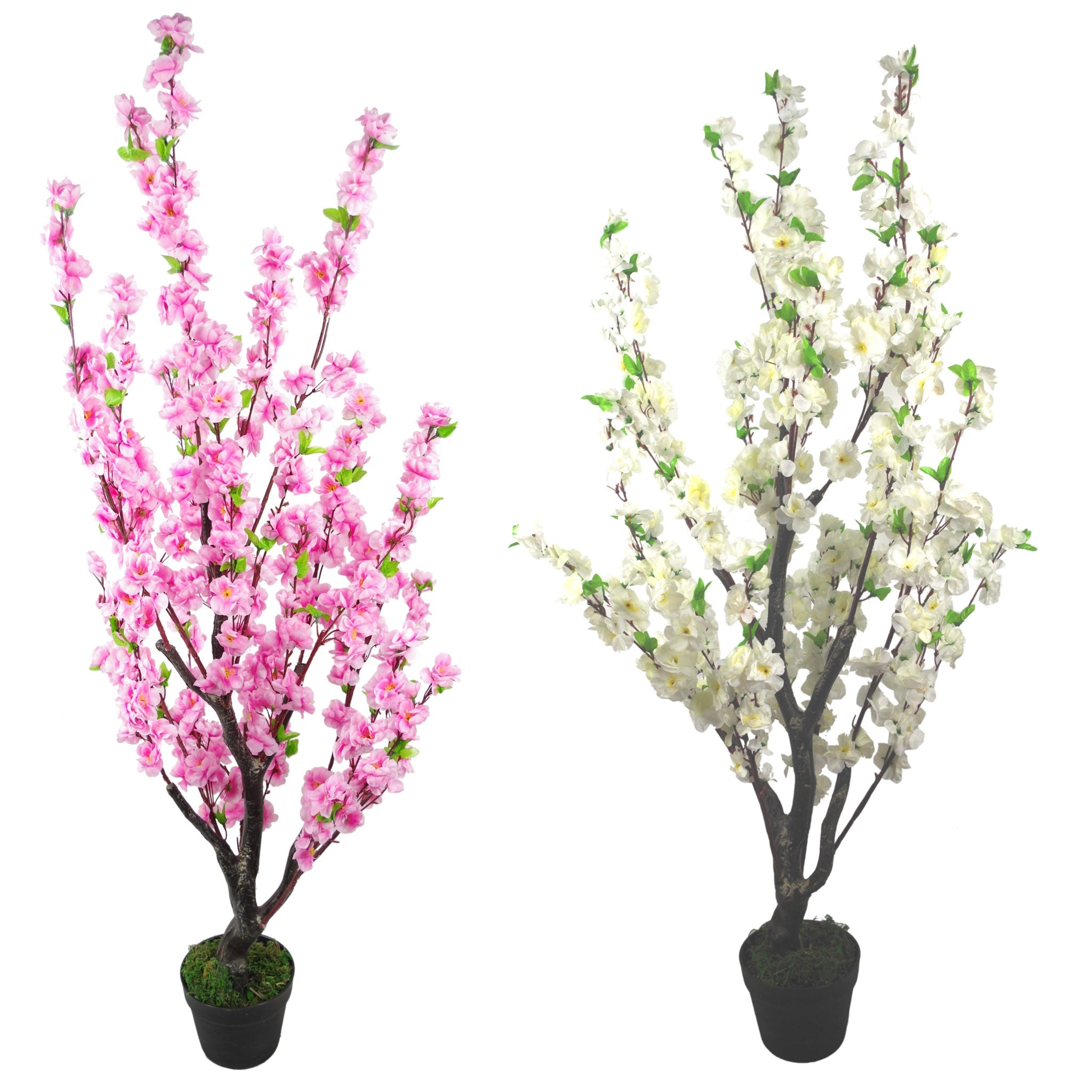 120cm Realistic Artificial Cherry Blossom Tree - Potted - Pink Silk Flowers