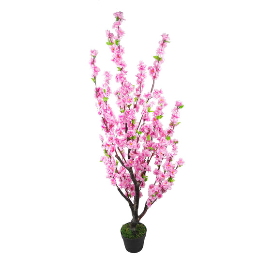 120cm Realistic Artificial Cherry Blossom Tree - Potted - Pink Silk Flowers