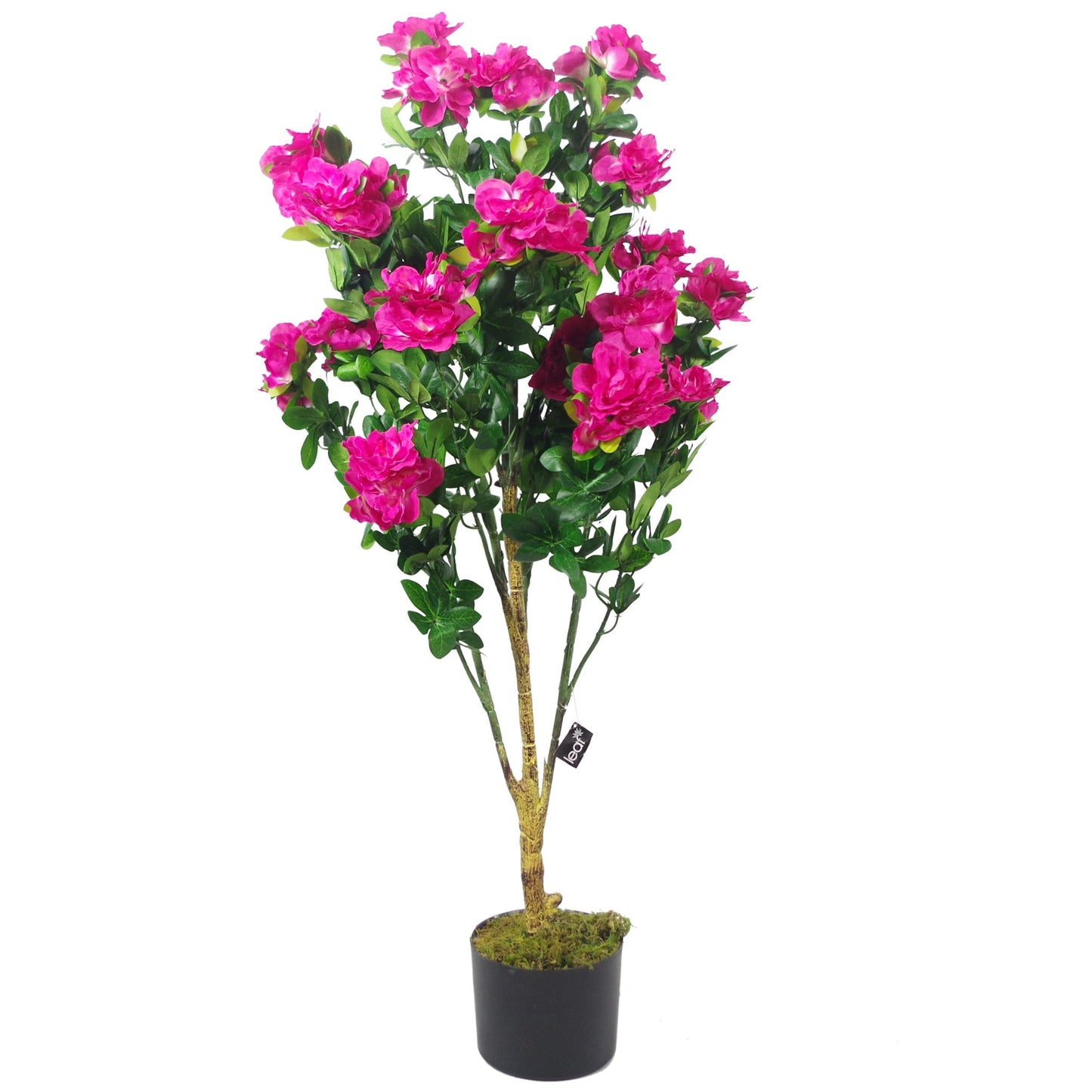 100cm Premium Artificial Azalea Pink Flowers Potted Plant with Silver Metal Planter