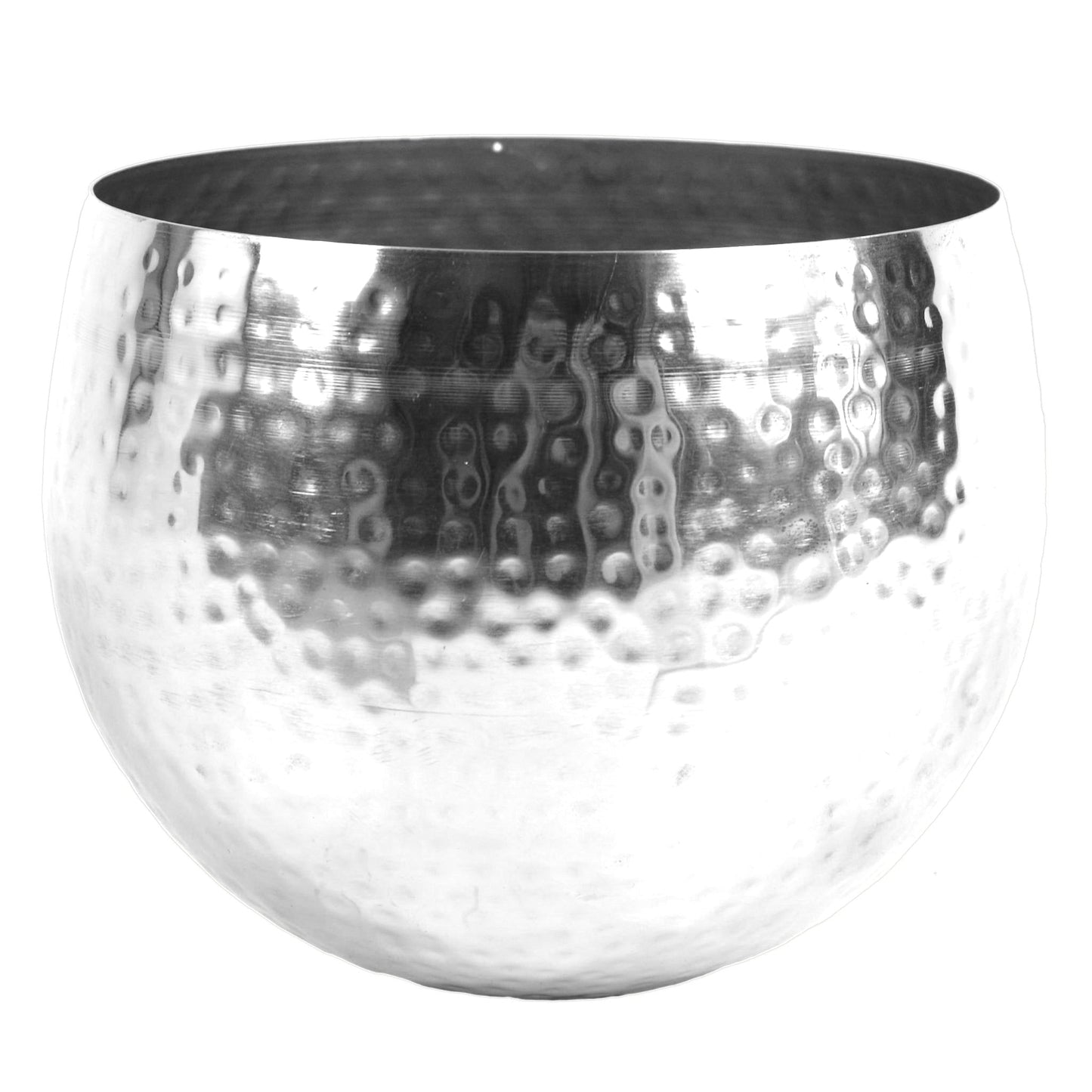 Artificial Christmas Xmas Red Poinsettia 40cm Silver Hammered Metal Planter