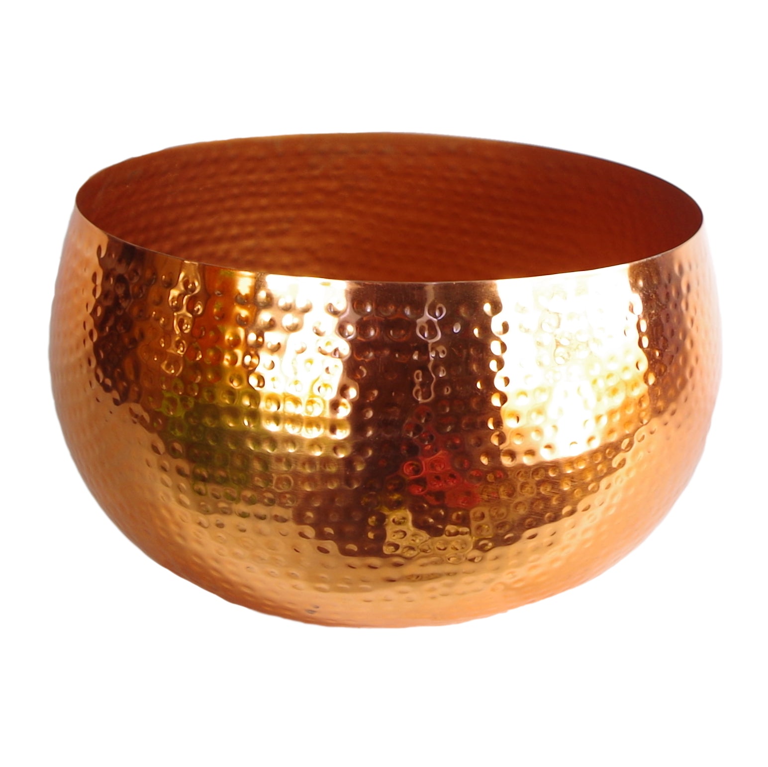 Leaf XL Metal Bowl Planter 32 x 20cm Hammered Copper Colour - Straight Edge