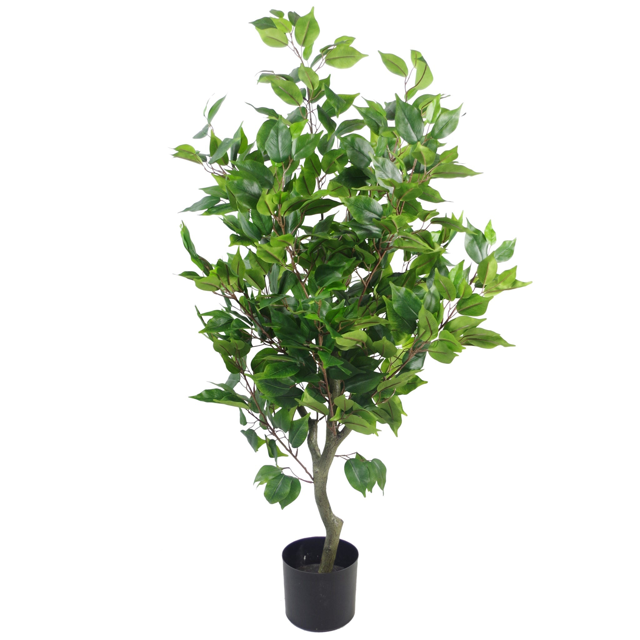110cm Artificial Evergreen Ficus Tree Gold Curve Planter