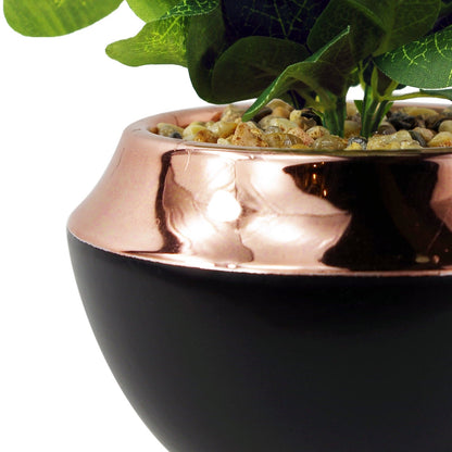 22cm Ceramic Planter Copper Band with Artificial Green Mosaic Plant