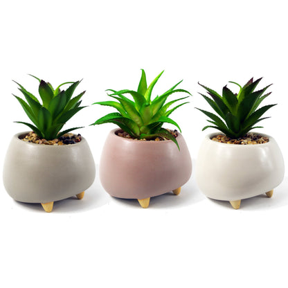 15cm Ceramic Pebble White Planter with Artificial Succulent Plant