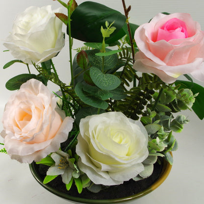 35cm Mixed Artificial Rose Bush Display