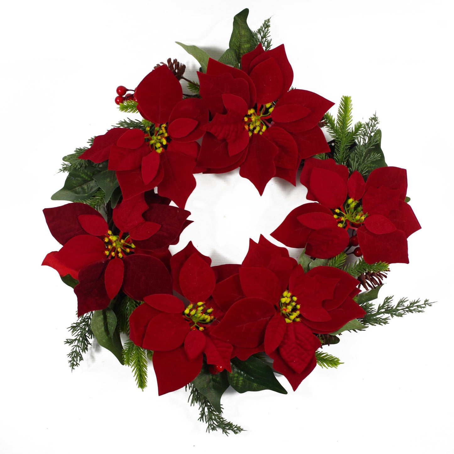 60cm (24) Large Luxury Christmas Poinsettia & Foliage Floristry Wreath