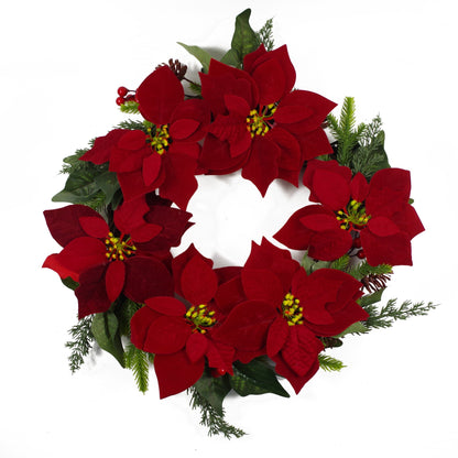 60cm (24) Large Luxury Christmas Poinsettia & Foliage Floristry Wreath