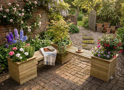 Corner Planter Bench with 2 x (6 x 5) Contemporary Fence Panels