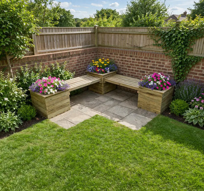 Corner Planter Bench with 2 x (6 x 5) Contemporary Fence Panels