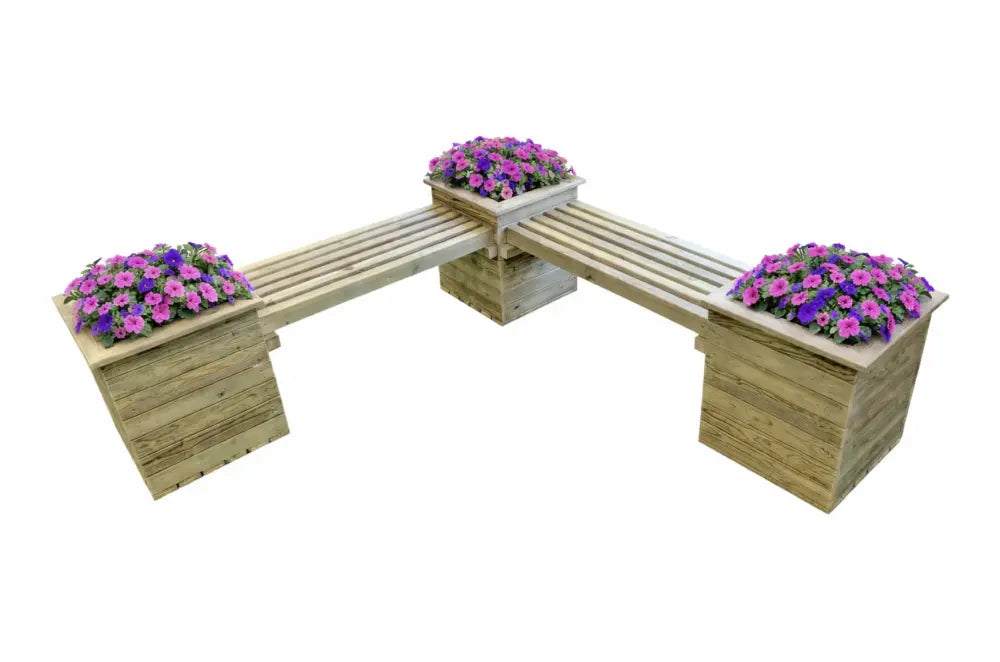 Corner Planter Bench with 2 x (6 x 5) Contemporary Fence Panels