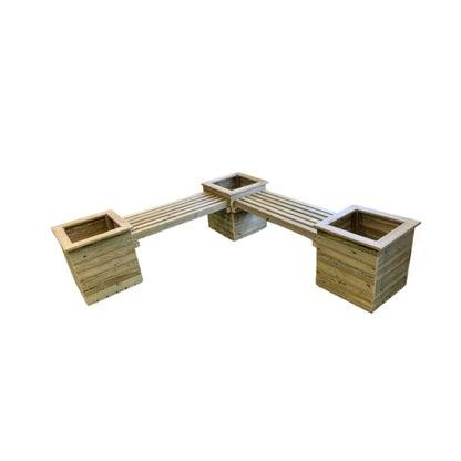Corner Planter Bench with 2 x (6 x 5) Contemporary Fence Panels