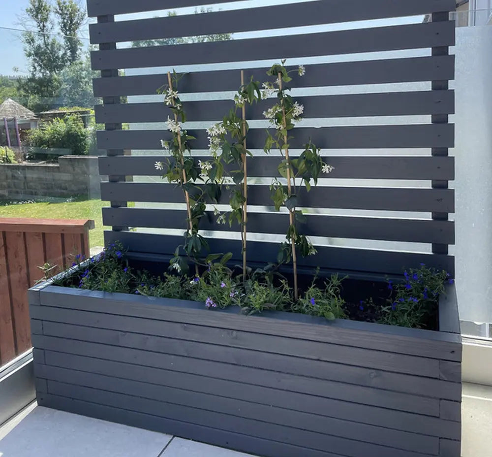 180cm Customisable Wood Trough Trellis Planter