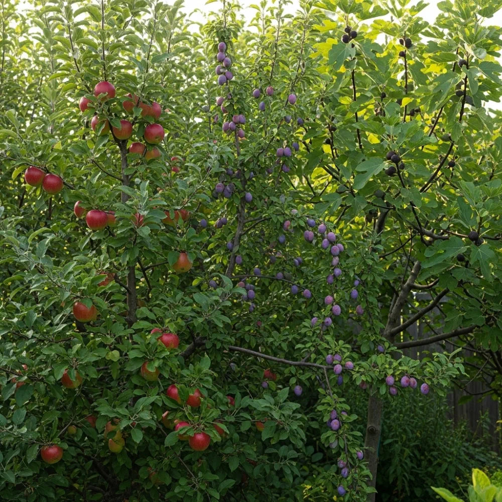 3 Super Easy to Grow Fruit Trees: Potted Fig (3L) & 2 Bare Root Apple & Plum Trees