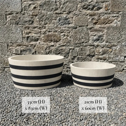 #65-70cm(D) x 21cm(H) 1/4 Barrel
#80-85cm(D) x 33cm(H) 1/4 Barrel #Cream/Black Band
#with Liner
#without Liner